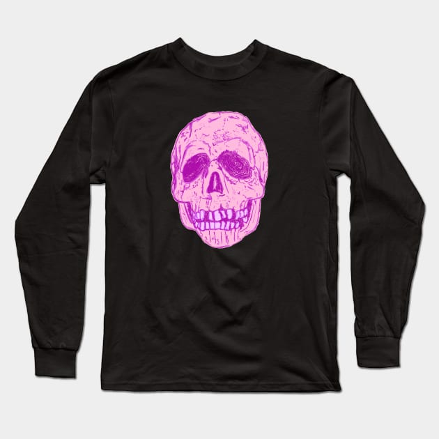 Silver Shamrock Skull (Neon Pink) Long Sleeve T-Shirt by attackofthegiantants